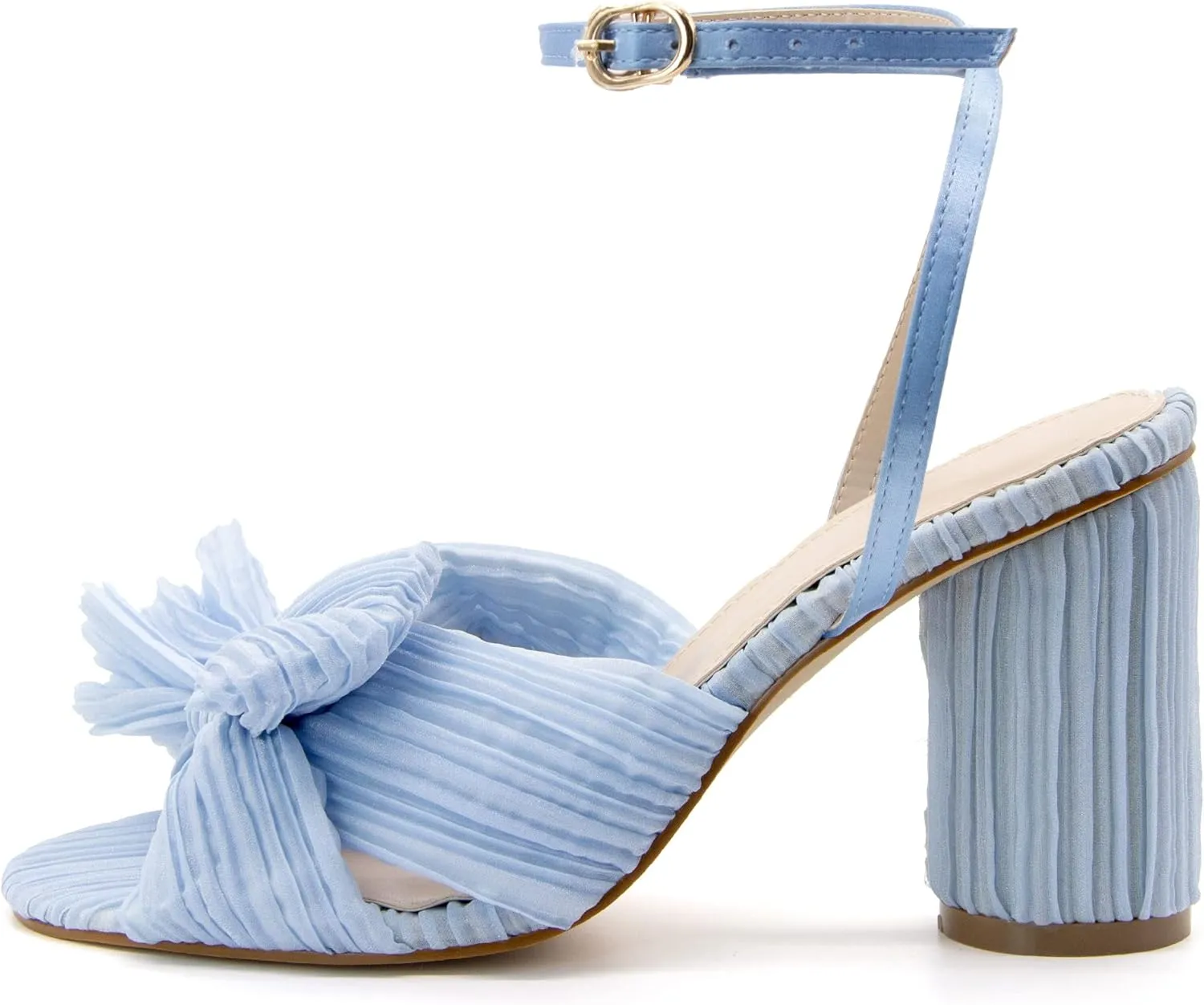 MUCCCUTE Women's Bow Knot Heeled Sandals Ankle Buckle Strap Chunky Heeled Open-toe Comfortable Wedding Party Fashion Heeled