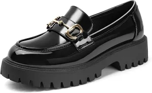MUSSHOE Loafers for Women Platform Chunky Comfortable Slip-On Womens Loafers Fashion Business Work Dressy Casual Shoes