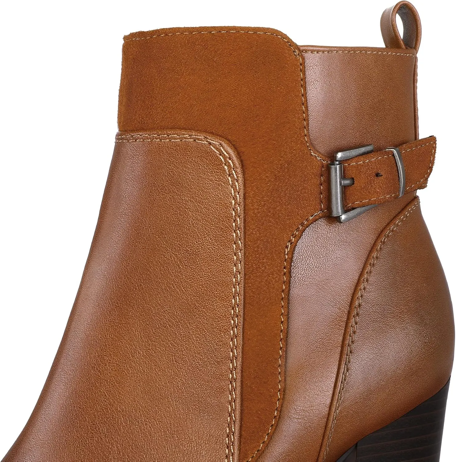 mysoft Women's Ankle Boots Chunky Stacked Heel Zipper Booties - Available in Wide Sizes