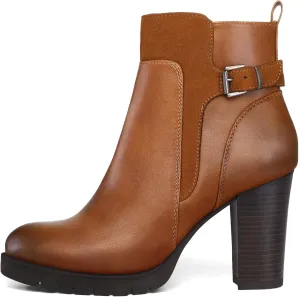 mysoft Women's Ankle Boots Chunky Stacked Heel Zipper Booties - Available in Wide Sizes