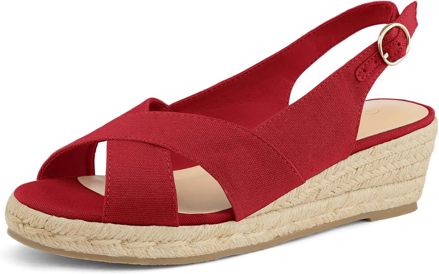 mysoft Women's Espadrille Sandals Low Wedge Platform Open Toe Slingback Ankle Strap Criss Cross Slip On Summer Shoes