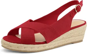 mysoft Women's Espadrille Sandals Low Wedge Platform Open Toe Slingback Ankle Strap Criss Cross Slip On Summer Shoes