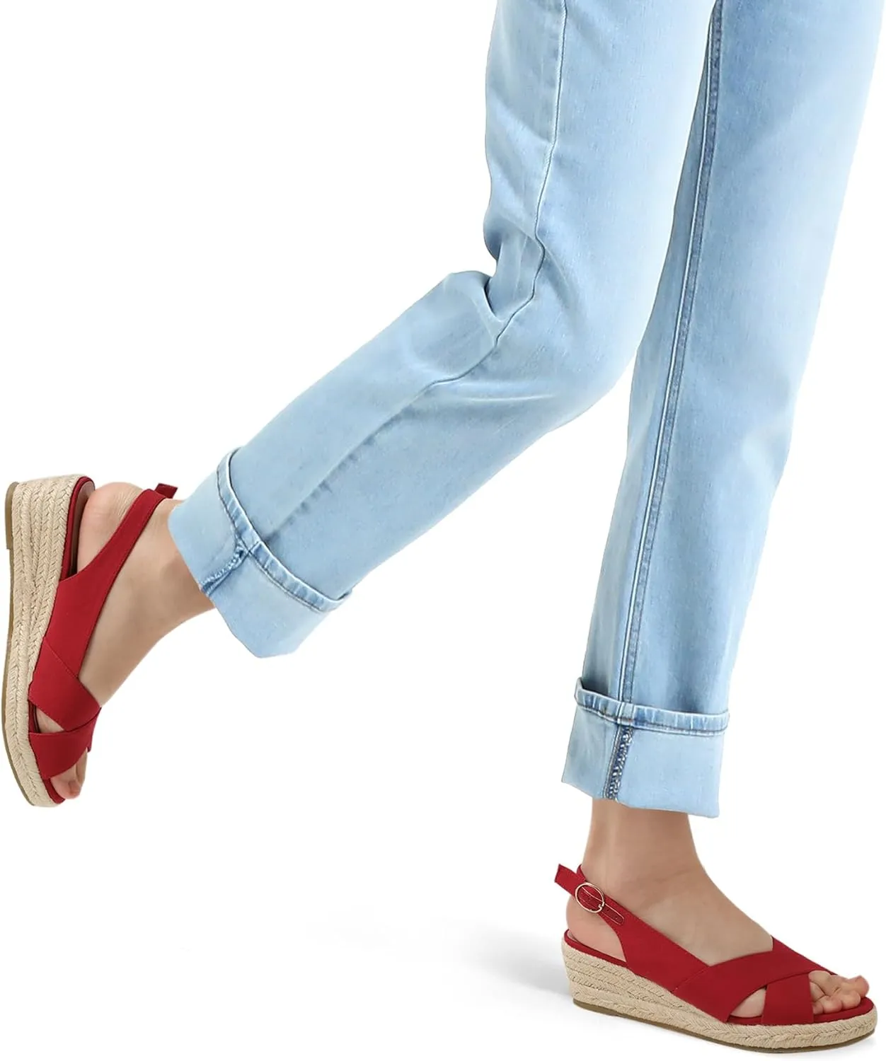 mysoft Women's Espadrille Sandals Low Wedge Platform Open Toe Slingback Ankle Strap Criss Cross Slip On Summer Shoes
