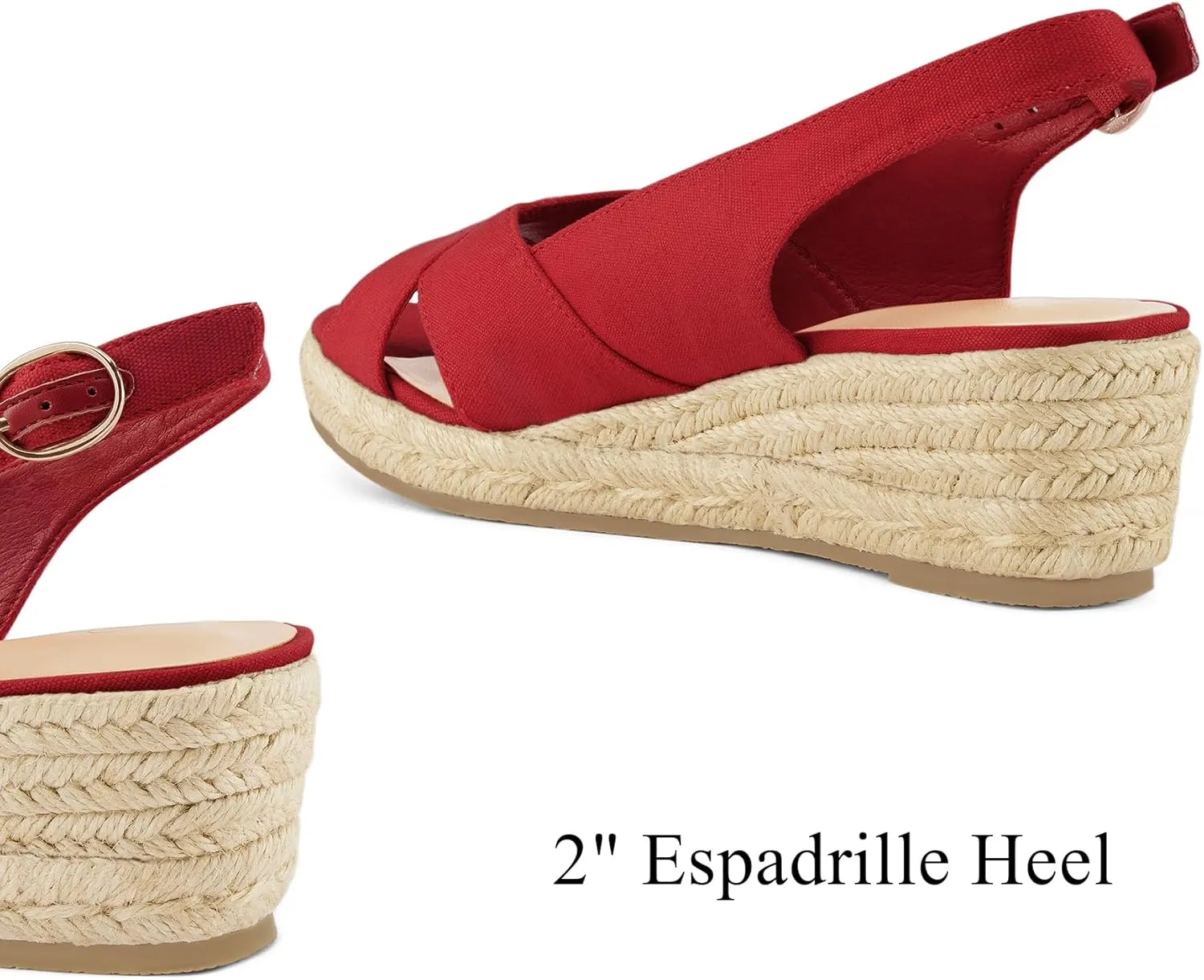 mysoft Women's Espadrille Sandals Low Wedge Platform Open Toe Slingback Ankle Strap Criss Cross Slip On Summer Shoes