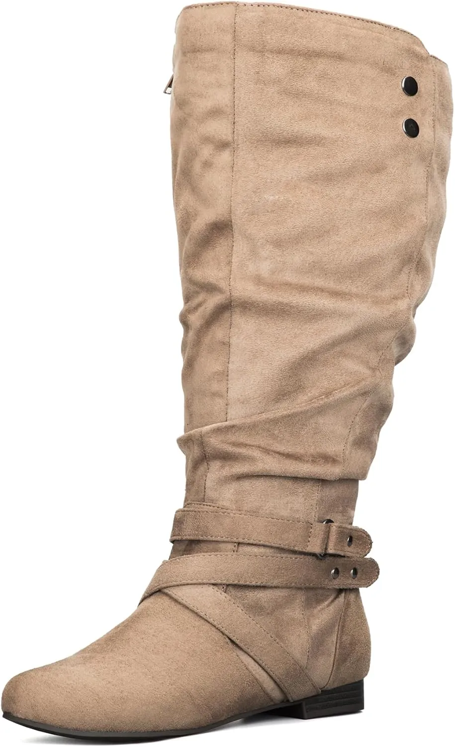 mysoft Women's Wide Calf Knee High Boots Flat Tall Boots with Side Zippers