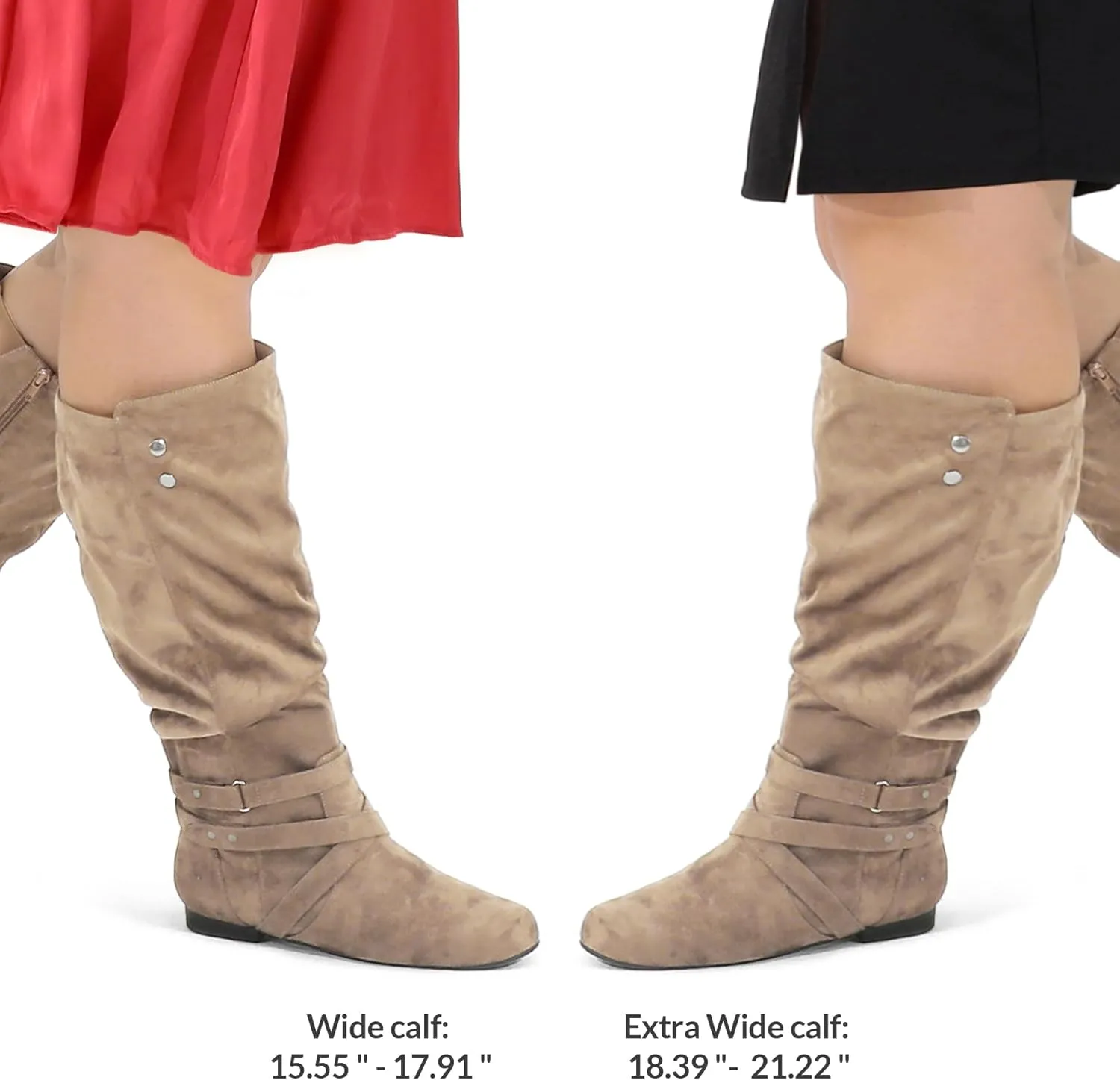 mysoft Women's Wide Calf Knee High Boots Flat Tall Boots with Side Zippers