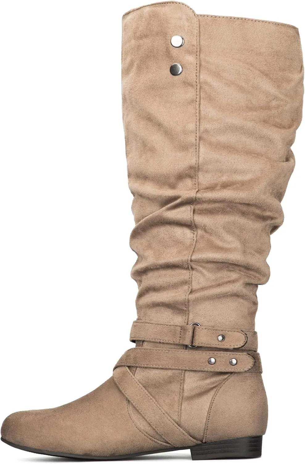 mysoft Women's Wide Calf Knee High Boots Flat Tall Boots with Side Zippers