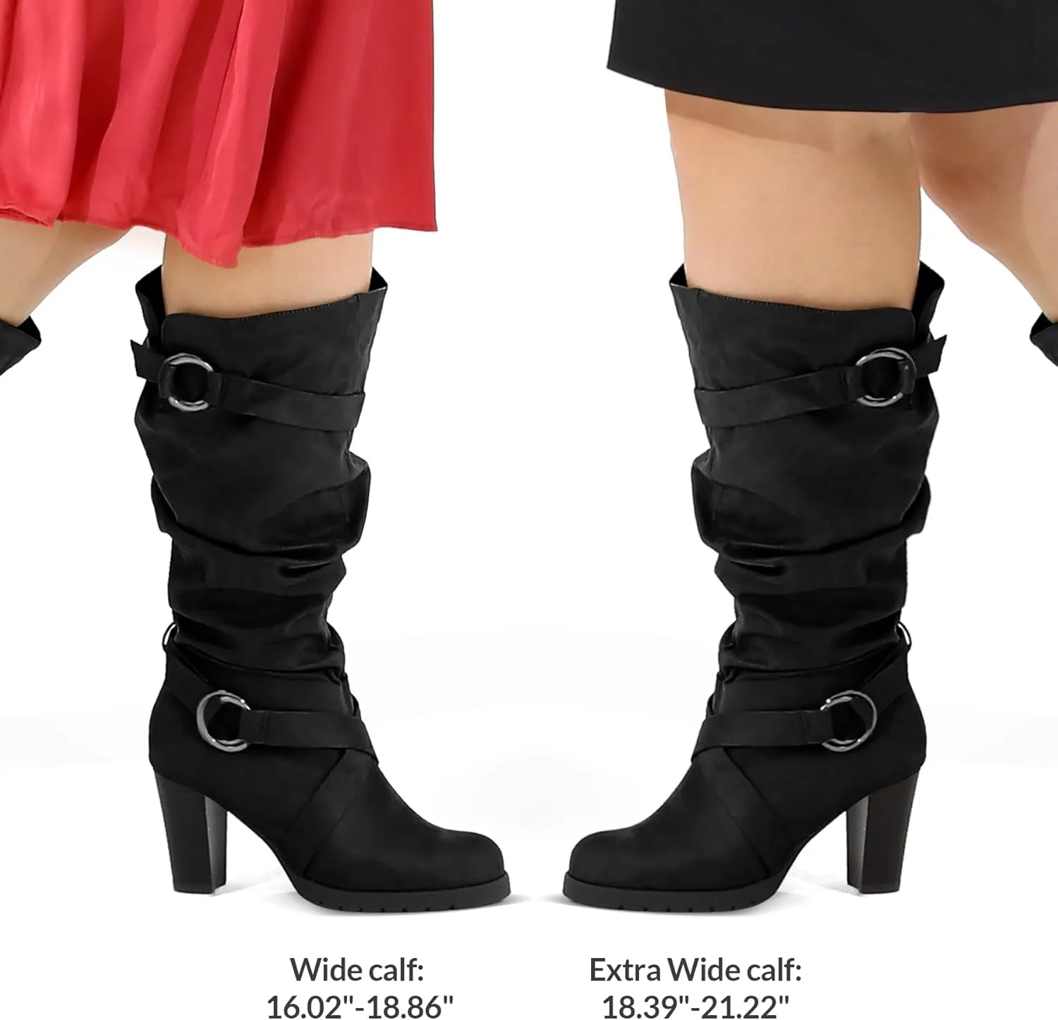 mysoft Women's Wide/Extra Wide Calf Knee High Boots Fashion Chunky Block Heel Pull On Winter Boots with Side Zippers