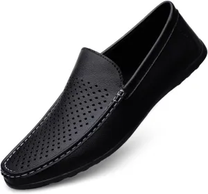 New Men's Loafers Moccasins Shoes Breathable Simple Vegan Leather Anti-slip Lightweight Flat Heel Casual Slip On