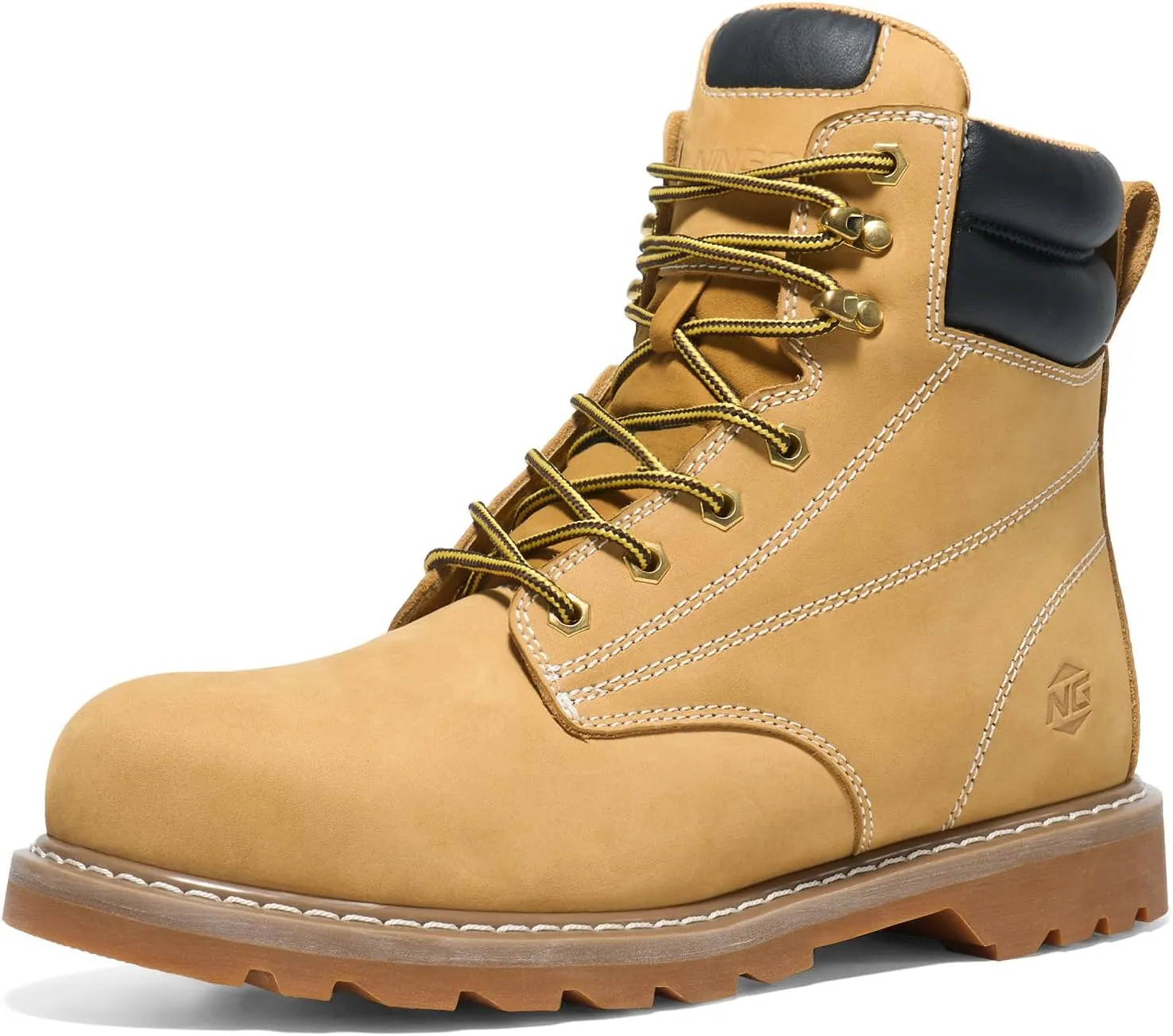 NINGO Steel Toe Work Boots for Men, Waterproof Comfortable Leather Industrial & Construction Boots, Oil & Slip Resistance Safety Shoes with EH Protection, for Outdoor Factories Warehouses Farms