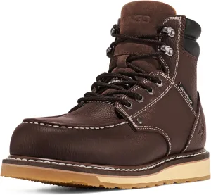 NINGO Steel/Soft Toe Work Boots for Men, 6 Inch Waterproof Mens Wedge Moc Toe Boots, Full-Grain Leather, Oil and Slip-Resistant Safety Boots, EH Protection,Work Boots for Construction, Industrial