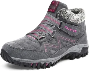 Nobrandd Women's Winter Thermal Villi Leather Platform Fashion high top Boots Grey