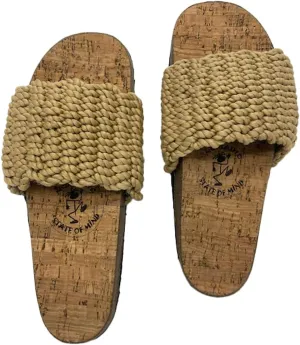 Nomadic State of Mind Cork Footbed Slide Sandals, Arch Support Slip-Ons, Lightweight Handmade Sustainable Rope Shoes, Men Women Unisex (Camel)