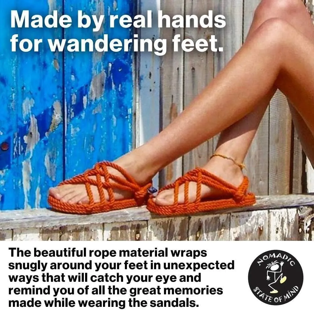 Nomadic State of Mind Cork Footbed Slide Sandals, Arch Support Slip-Ons, Lightweight Handmade Sustainable Rope Shoes, Men Women Unisex (Camel)