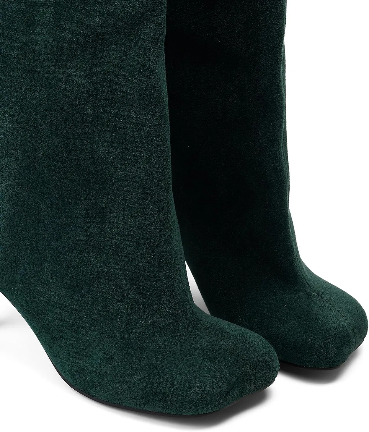 Nude Knee High Suede Boots for Women Square Toe Stiletto Heel Long Boots Wide Calf Pull On Tall Boots Fashion Comfortable Fall Boots