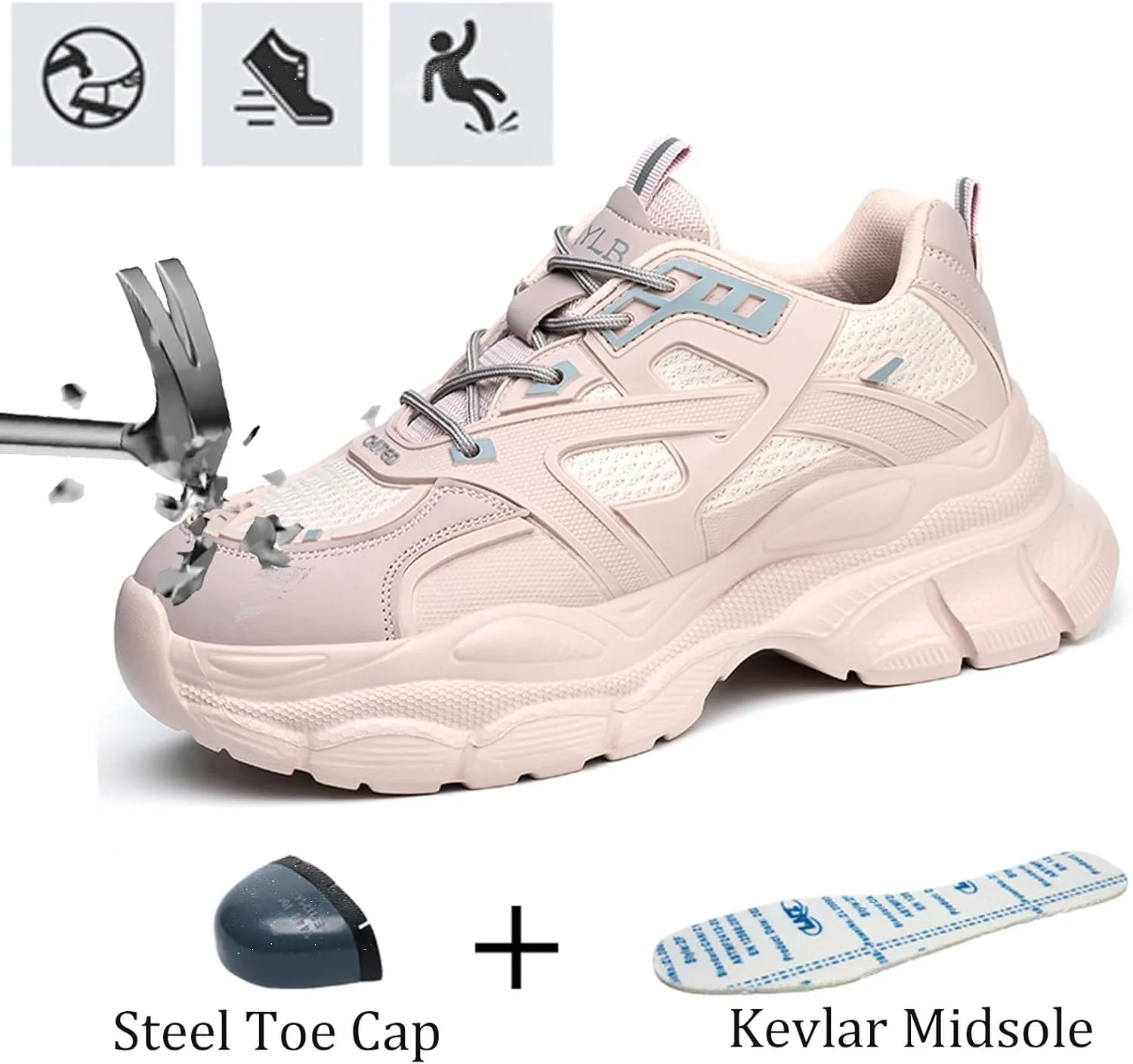 Nutropa Steel Toe Boots for Men, Lightweight Safety Work Shoes, Comfortable Breathable Composite Toe Boots Slip-Resistant Indestructible Shoes
