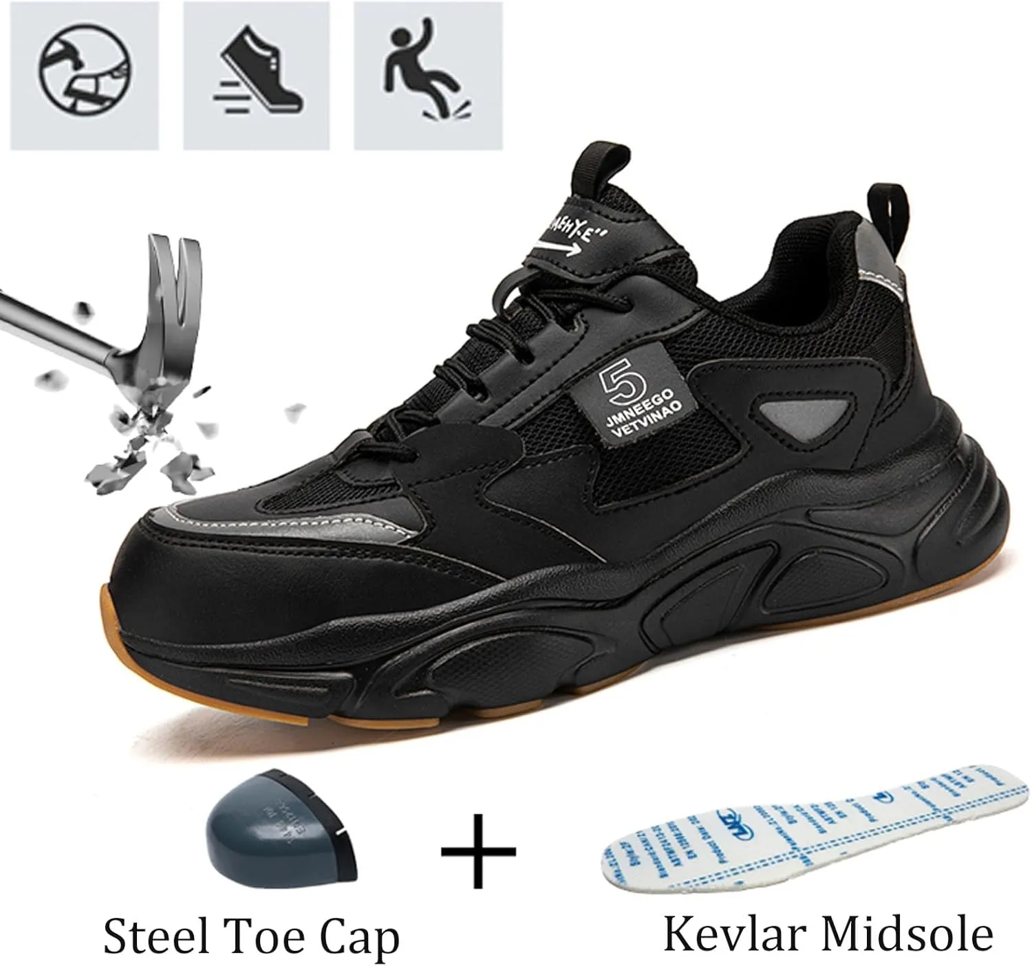 Nutropa Steel Toe Boots for Men, Lightweight Safety Work Shoes, Comfortable Breathable Composite Toe Boots Slip-Resistant Indestructible Shoes