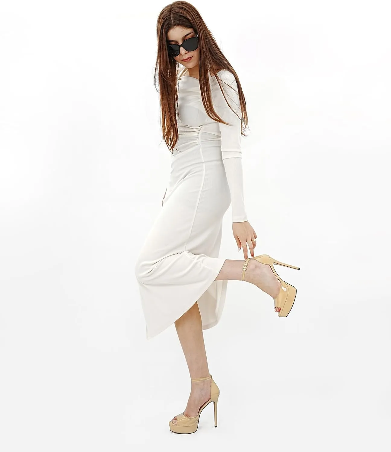 Oh Mispares Women's Stiletto High Heel Sandals Peep Toe Platform Ankle Strap Comfortable Heeled Fashion Sexy Gold Dress Heels for Wedding Evening Party Prom