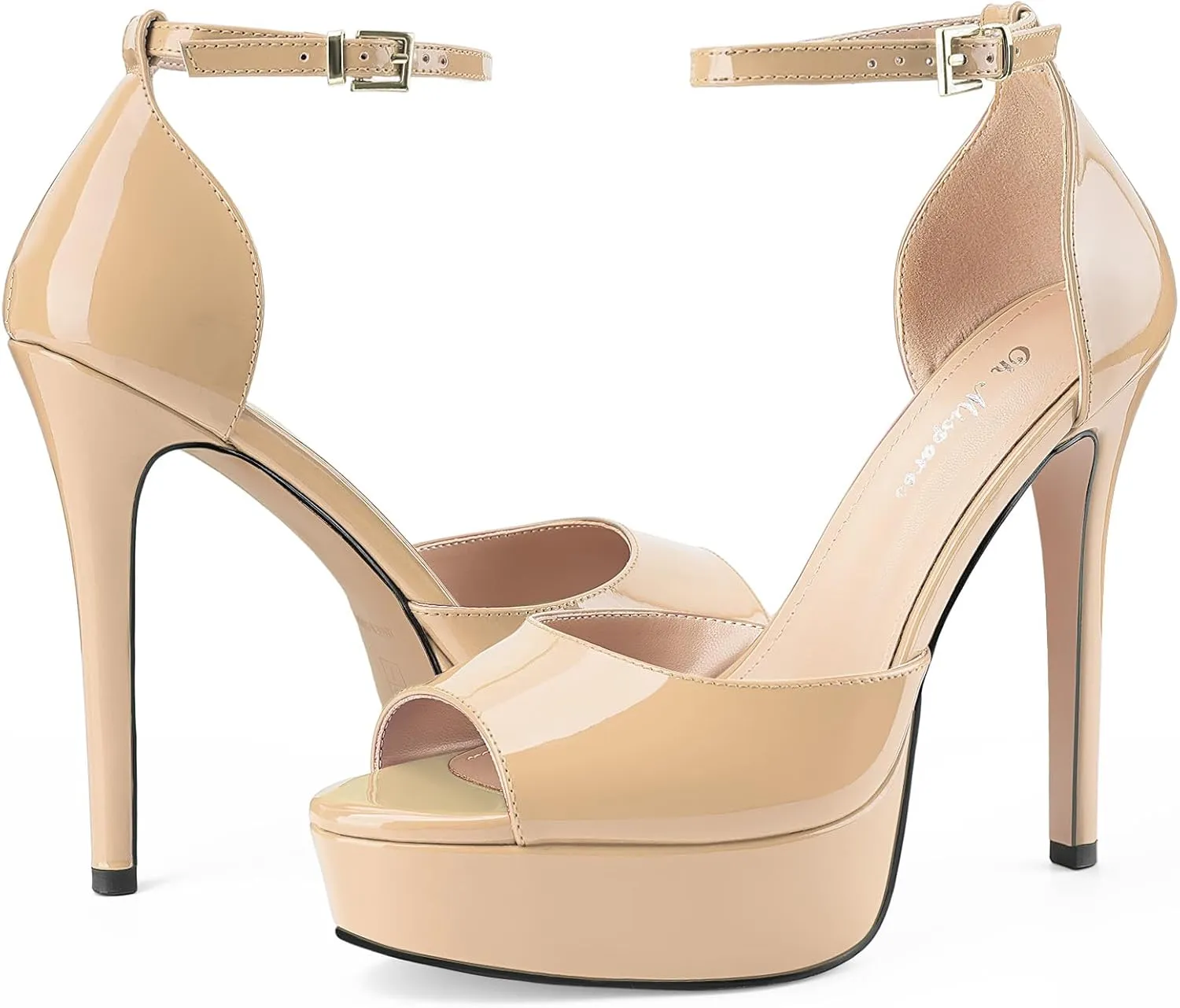 Oh Mispares Women's Stiletto High Heel Sandals Peep Toe Platform Ankle Strap Comfortable Heeled Fashion Sexy Gold Dress Heels for Wedding Evening Party Prom