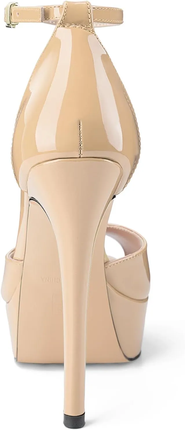 Oh Mispares Women's Stiletto High Heel Sandals Peep Toe Platform Ankle Strap Comfortable Heeled Fashion Sexy Gold Dress Heels for Wedding Evening Party Prom