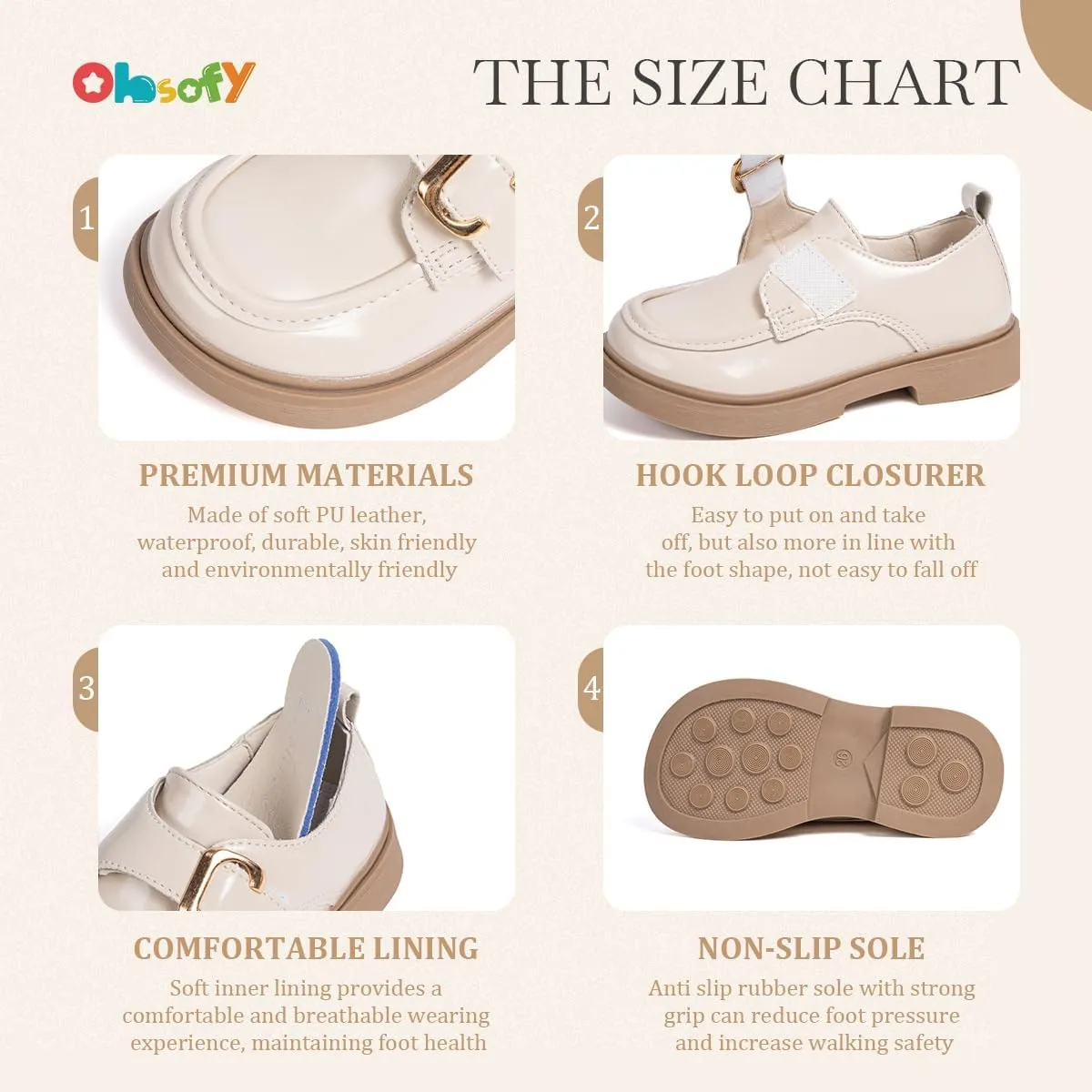 ohsofy Girls Oxford Flats Dress Shoes Casual Penny Loafers Comfort Non-Slip Sole Wedding Party School Uniform (Toddler/Little Kid)