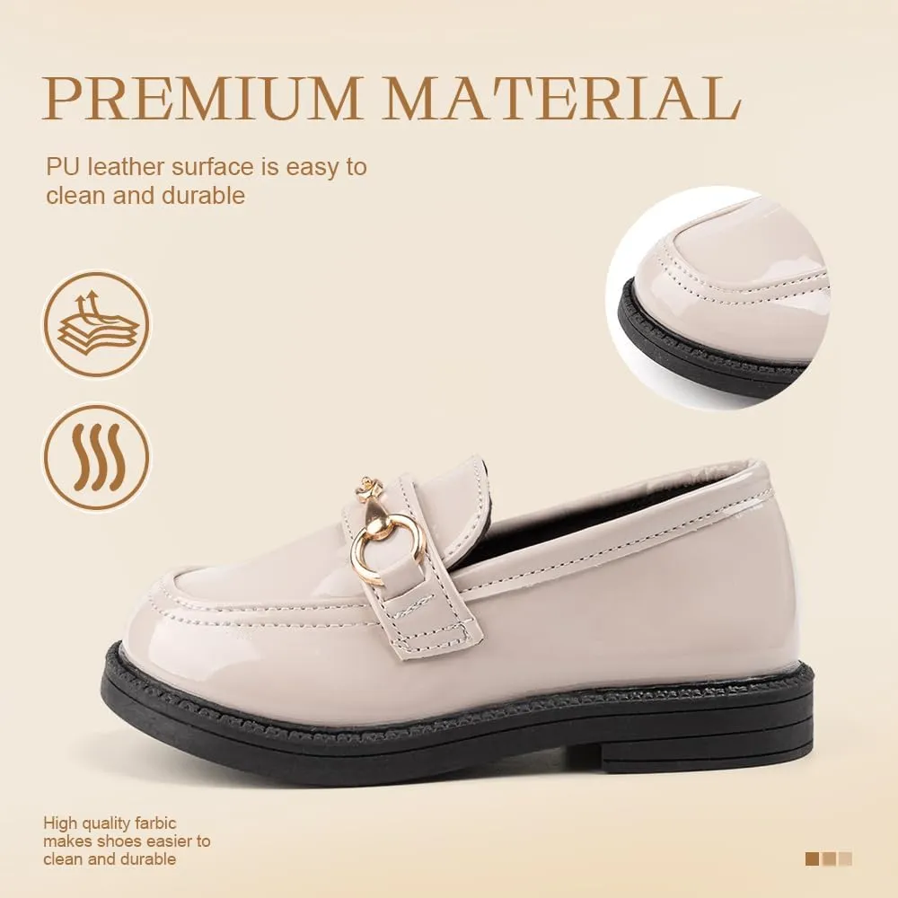 ohsofy Girls Oxford Flats Dress Shoes Casual Penny Loafers Comfort Non-Slip Sole Wedding Party School Uniform (Toddler/Little Kid)