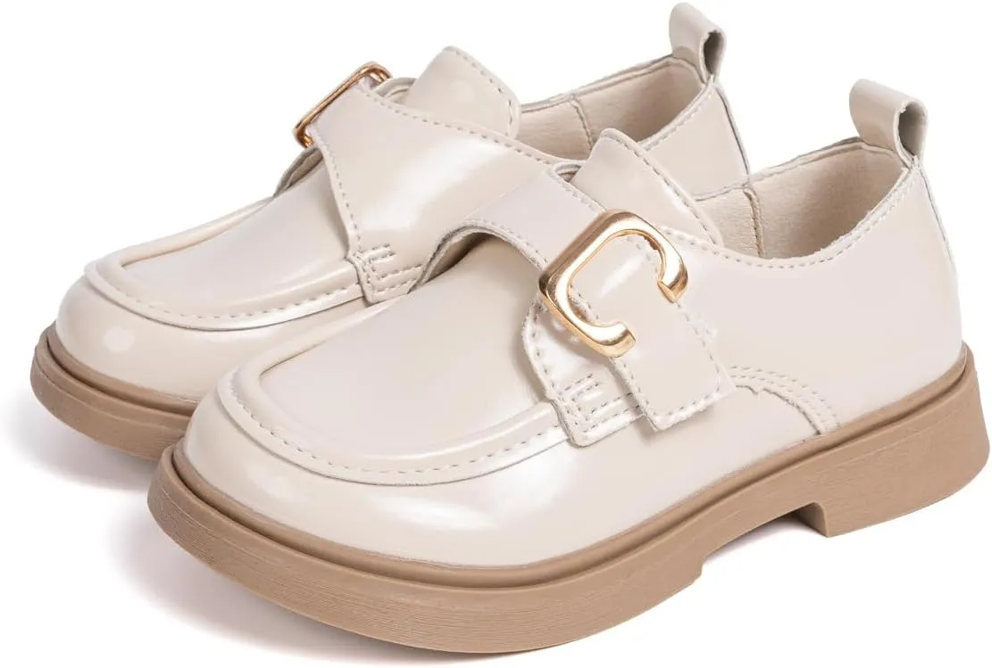 ohsofy Girls Oxford Flats Dress Shoes Casual Penny Loafers Comfort Non-Slip Sole Wedding Party School Uniform (Toddler/Little Kid)