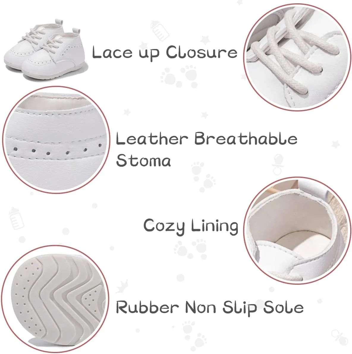 ohsofy Infant Baby Boy Oxford Shoes PU Leather Loafers Rubber and Soft Sole Wedding Dress Shoes Toddler Girl Baby Walking Shoes