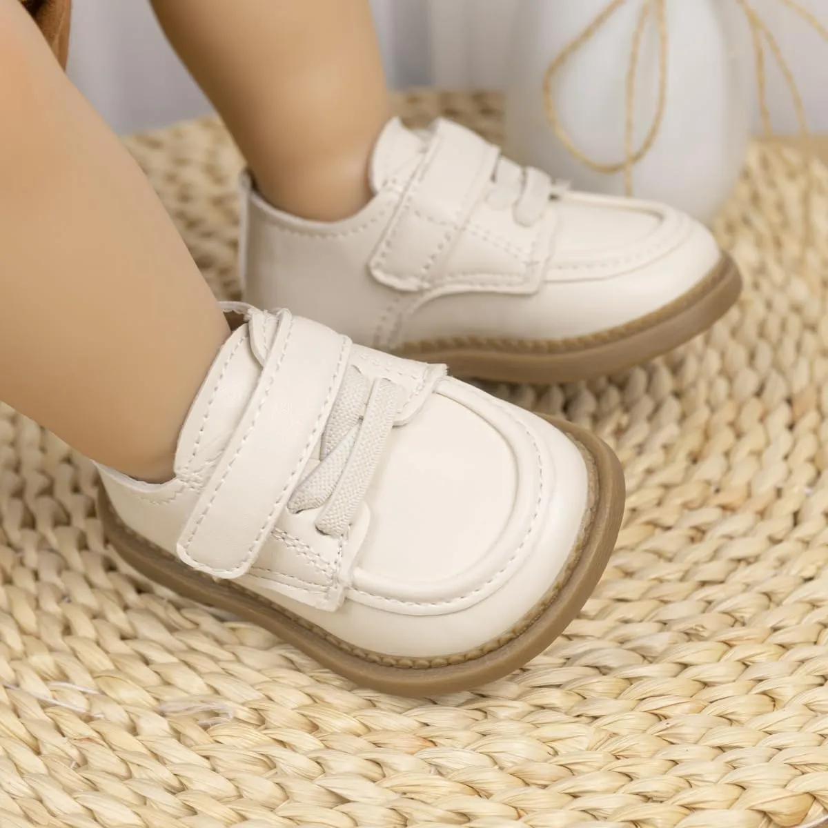 ohsofy Infant Baby Boy Oxford Shoes PU Leather Loafers Rubber and Soft Sole Wedding Dress Shoes Toddler Girl Baby Walking Shoes