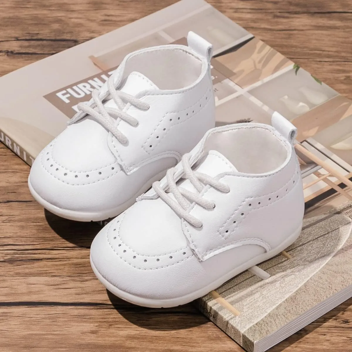 ohsofy Infant Baby Boy Oxford Shoes PU Leather Loafers Rubber and Soft Sole Wedding Dress Shoes Toddler Girl Baby Walking Shoes