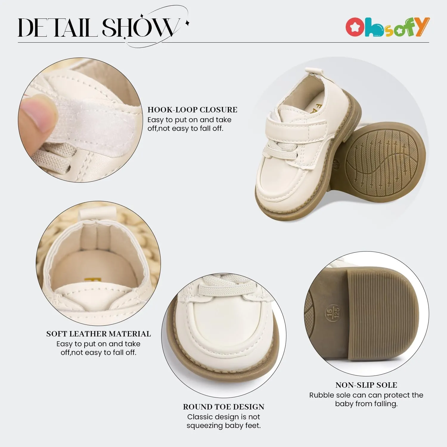 ohsofy Infant Baby Boy Oxford Shoes PU Leather Loafers Rubber and Soft Sole Wedding Dress Shoes Toddler Girl Baby Walking Shoes