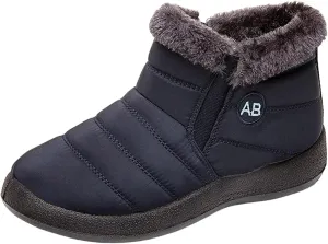 oiangi Platform Snow Boots for Women Waterproof Fashion Quilted Keep Warm Round Toe Slip-on Flats Booties Winter Soft Comfortable Outdoor Casual Shoes
