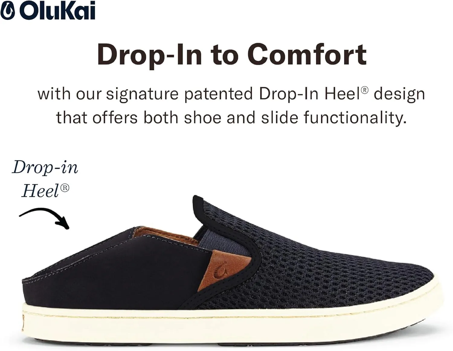 OLUKAI Pehuea Women's Slip On Sneakers, Casual Everyday Shoes with Easy On & Off Design, Breathable Mesh & Drop-in Heel, All-Day Comfort & Support