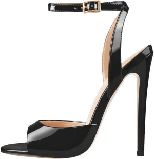 onlymaker Women's Fashion Peep Toe Ankle Sandals Cross Buckle Strap Sexy Open-back Stiletto High Heel Sandals