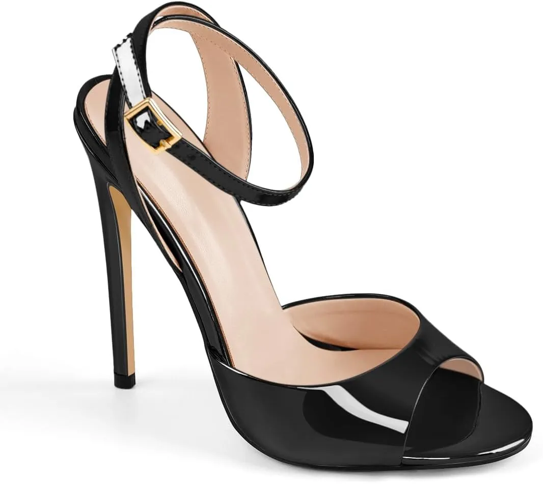 onlymaker Women's Fashion Peep Toe Ankle Sandals Cross Buckle Strap Sexy Open-back Stiletto High Heel Sandals