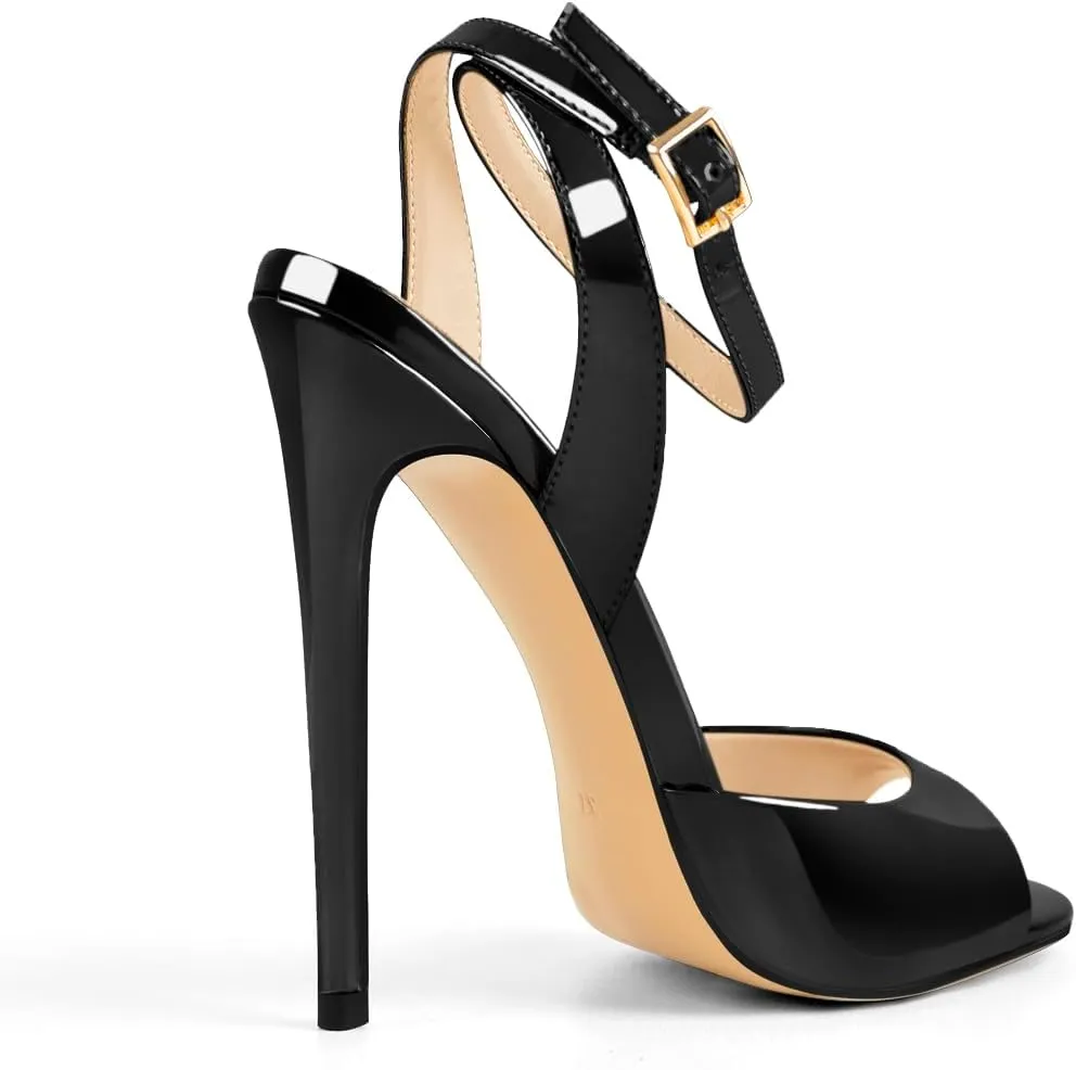 onlymaker Women's Fashion Peep Toe Ankle Sandals Cross Buckle Strap Sexy Open-back Stiletto High Heel Sandals
