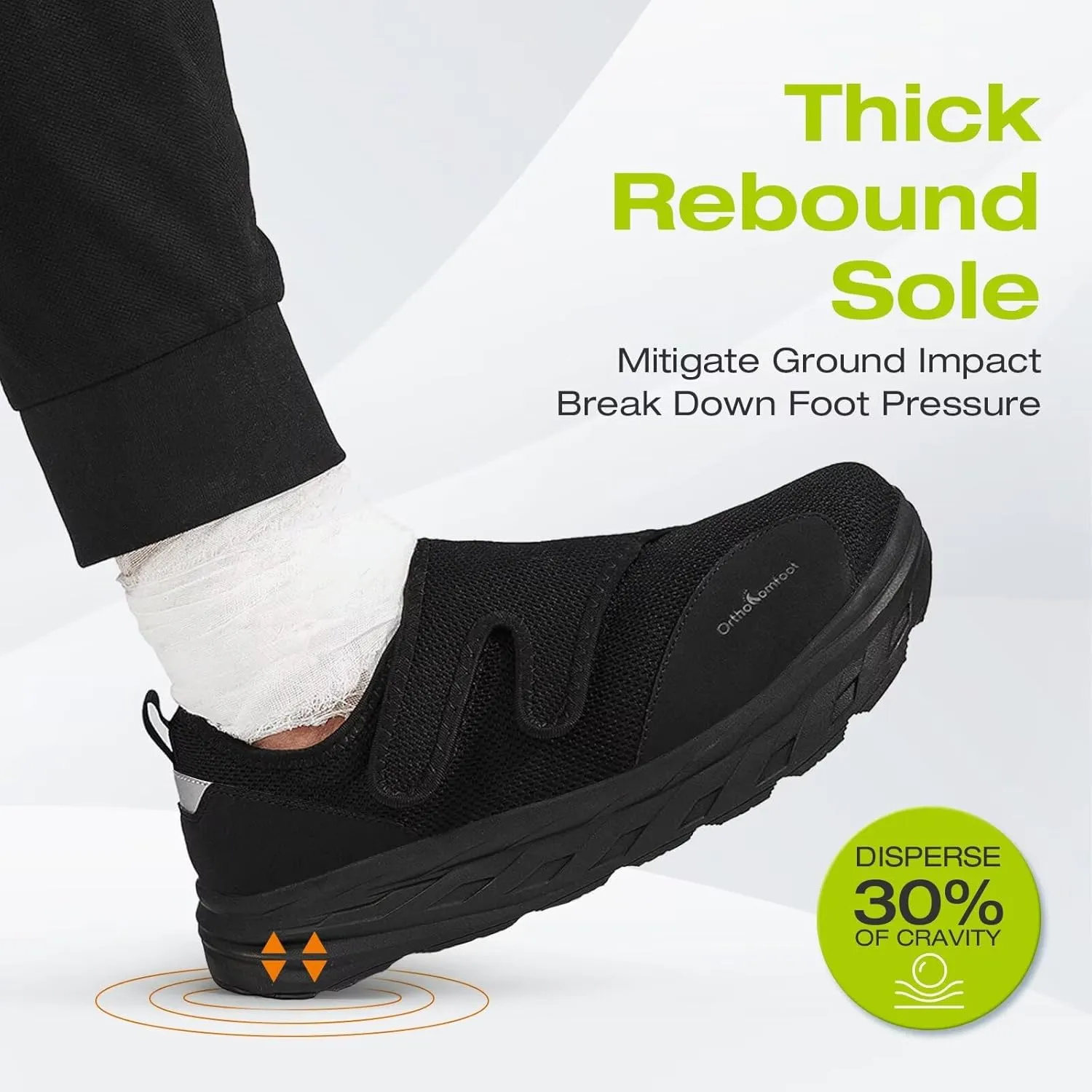 OrthoComfoot Men's Orthopedic Diabetic Extra Wide Walking Shoes: Adjustable Arch Support Plantar Fasciitis Slip-On for Swollen Feet, Comfortable Orthotic Easy Top Loafers for Foot and Heel Pain