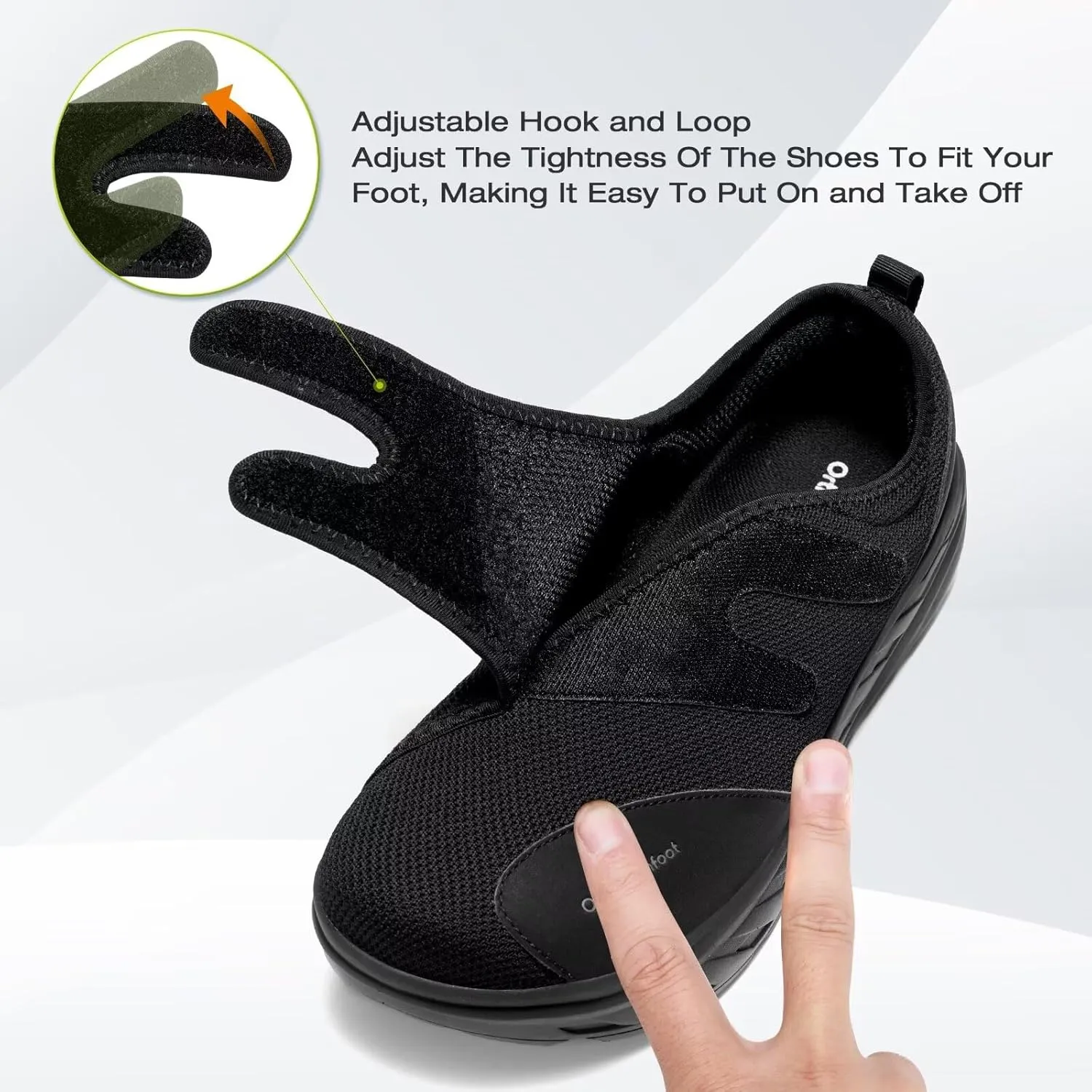 OrthoComfoot Men's Orthopedic Diabetic Extra Wide Walking Shoes: Adjustable Arch Support Plantar Fasciitis Slip-On for Swollen Feet, Comfortable Orthotic Easy Top Loafers for Foot and Heel Pain