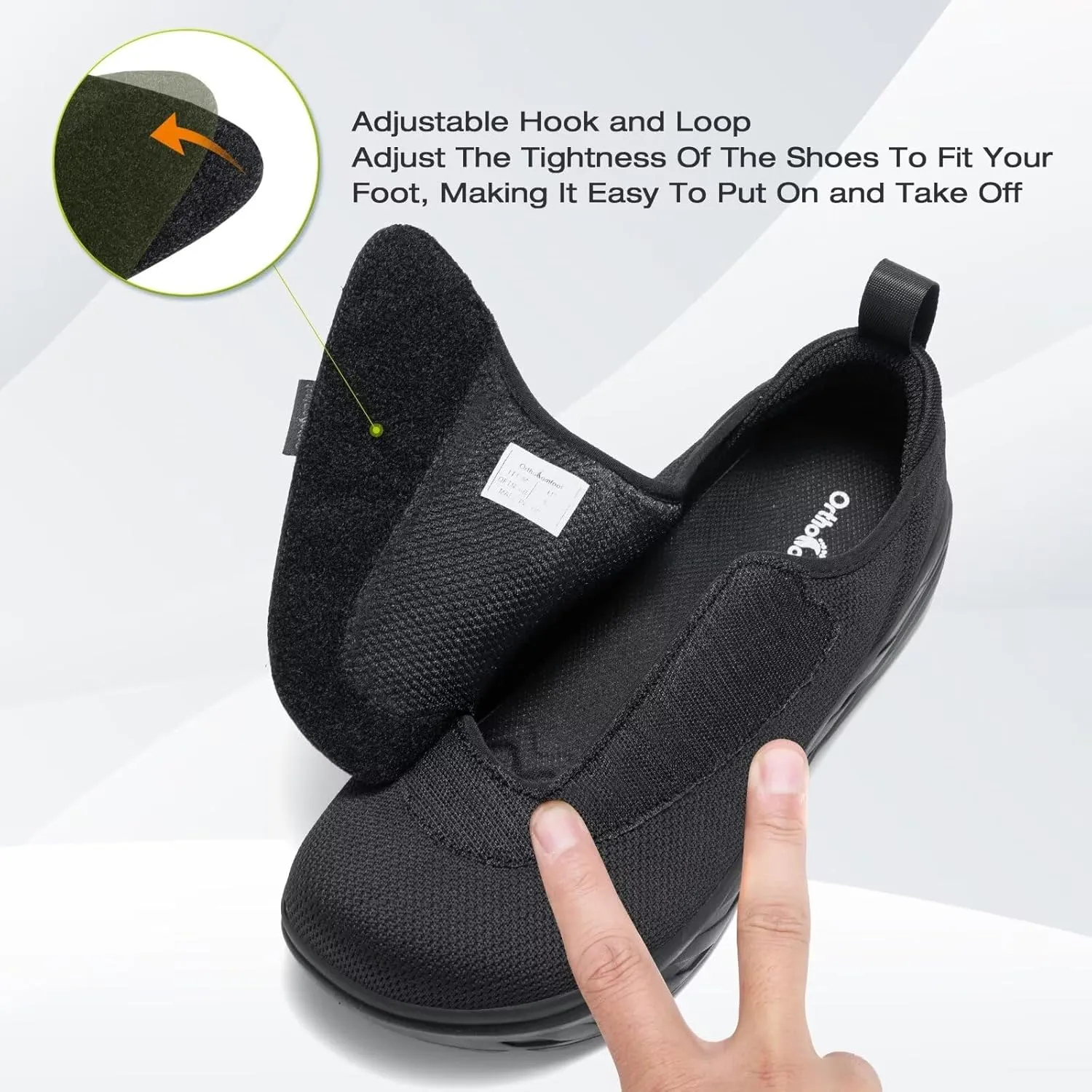 OrthoComfoot Men's Orthopedic Diabetic Extra Wide Walking Shoes: Comfortable Arch Support Slip-On Loafers for Plantar Fasciitis, Adjustable Easy Top Orthotic Shoes for Foot and Heel Pain Relief