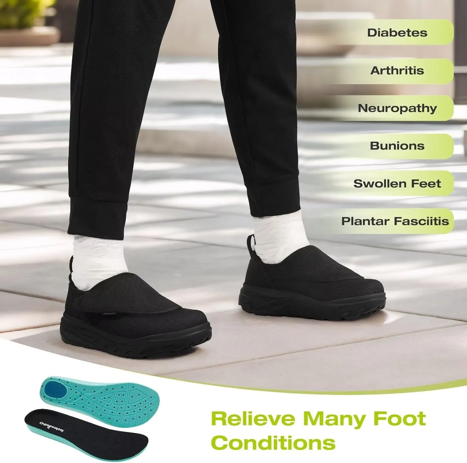 OrthoComfoot Men's Orthopedic Diabetic Extra Wide Walking Shoes: Comfortable Arch Support Slip-On Loafers for Plantar Fasciitis, Adjustable Easy Top Orthotic Shoes for Foot and Heel Pain Relief