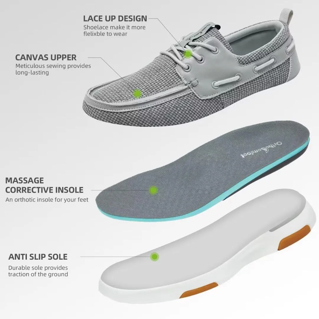OrthoComfoot Men's Orthopedic Walking Shoes with Arch Support: Casual Plantar Fasciitis Slip-On Loafers for Flat Feet, Orthotic Adjustable Fashion Sneakers for Foot and Heel Pain
