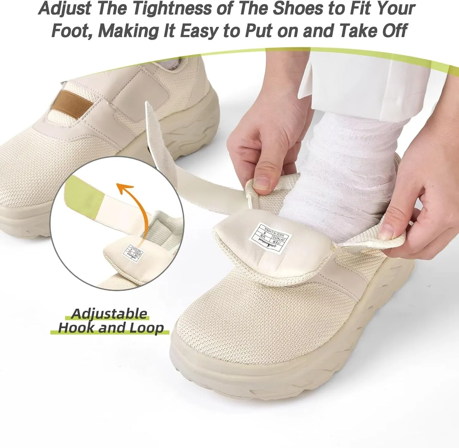 OrthoComfoot Women's Orthopedic Diabetic Wide Walking Shoes: Comfortable Casual Arch Support Plantar Fasciitis Loafers, Orthotic High Arch Swollen Feet Adjustable Work Shoes for Ankle and Heel Pain
