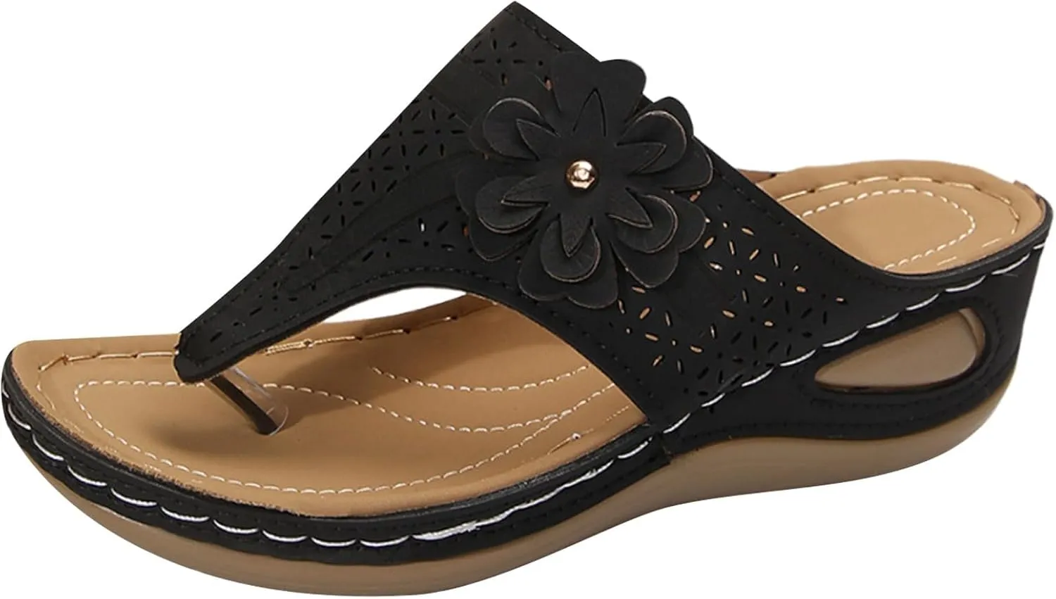 Orthopedic Wedge Sandals for Women Summer Dressy 2025 Breathable Mesh Orthotic Arch Support Flip-Flops Boho Chic Hollow Design for Summer Walking Comfortable