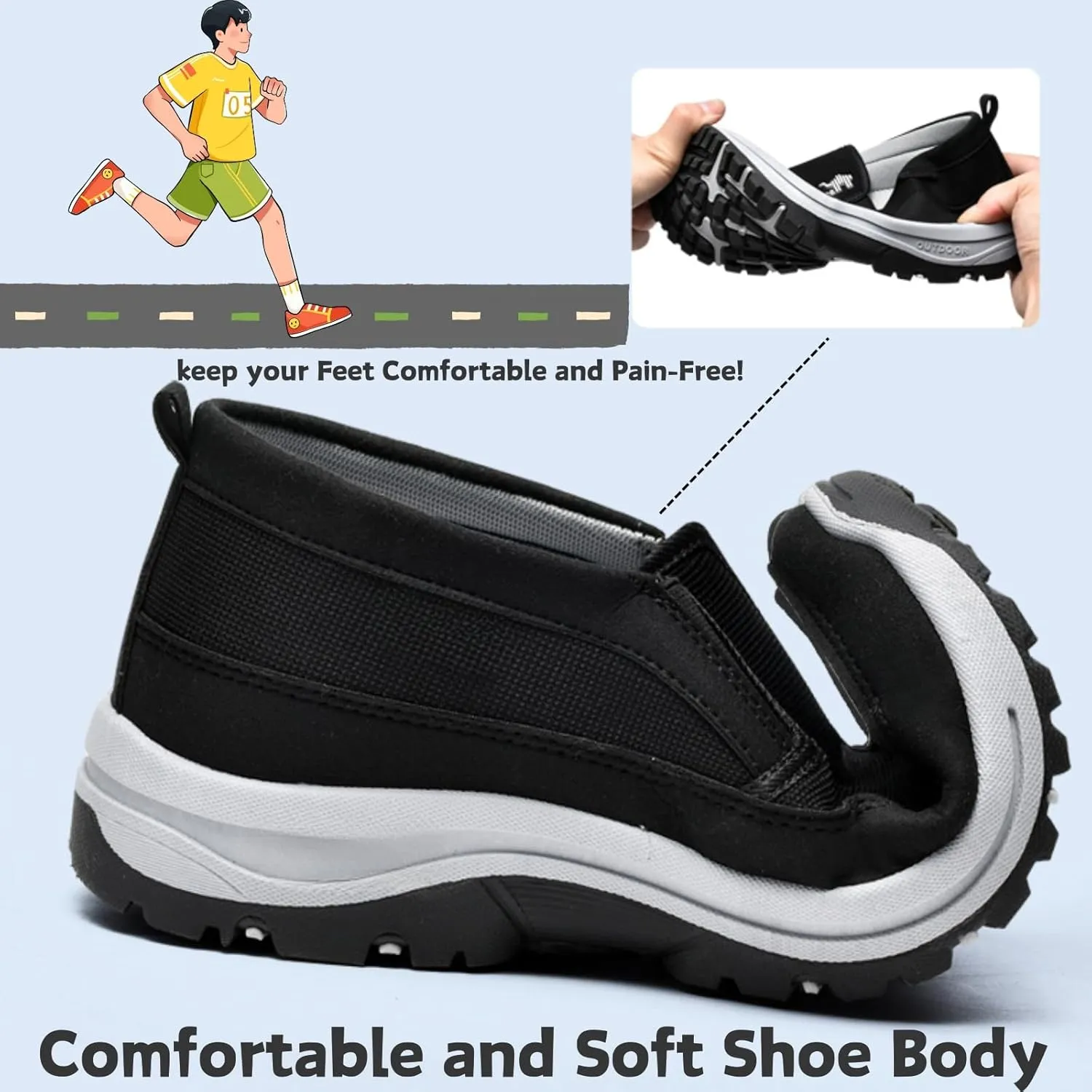 Orthowalkway Mens Shoes Plush Mens Orthopedic Slip On Shoes Outdoor Non Slip Orthopedic Sneakers