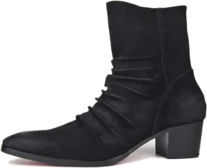 OSSTONE Dress Boot for Men Leather Chelsea Boots Casual Heel Shoes Zipper-up OS-JY002-US