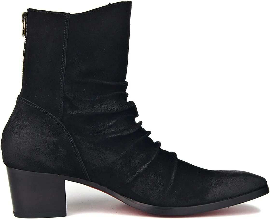 OSSTONE Dress Boot for Men Leather Chelsea Boots Casual Heel Shoes Zipper-up OS-JY002-US