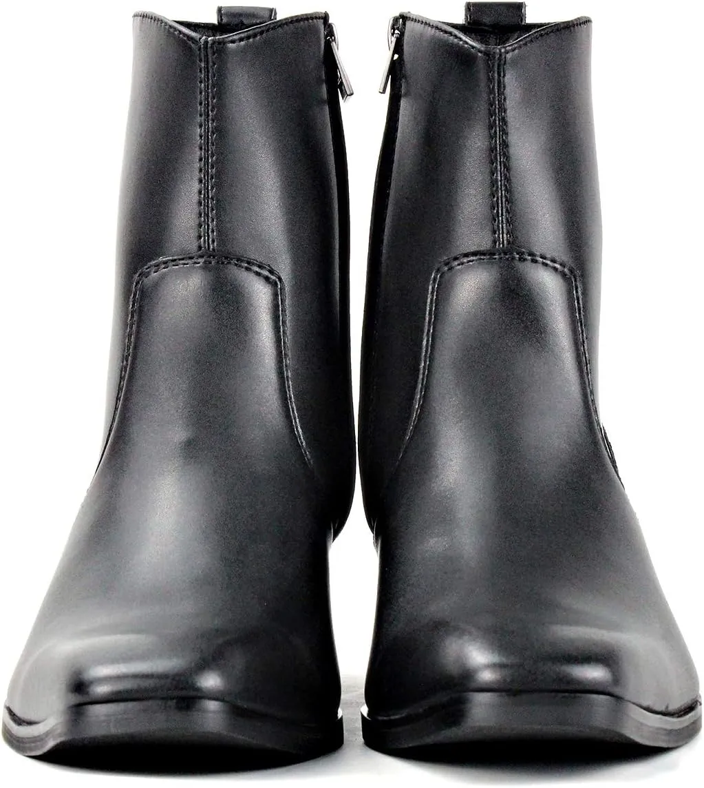OSSTONE Men Chelsea Ankle Boots Leather Microfiber Chukka Designer Boots with Side Zipper Heel Dress Boots JY016