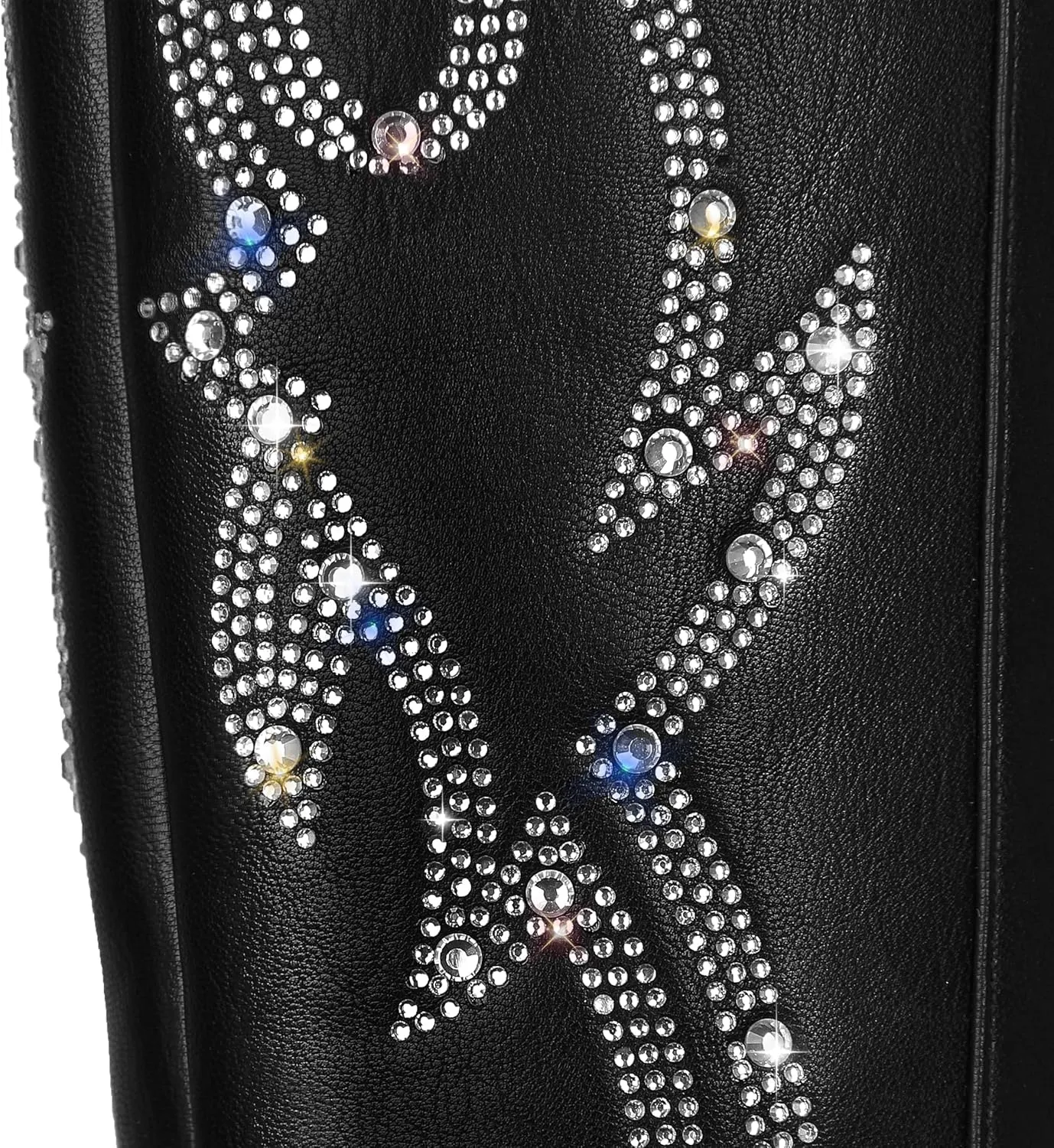 Ouepiano Cowboy Boots for Women Knee High Cowgirl Boots Embroidered Chunky Heels Pointed Toe Long Tall Western Boot Pull On