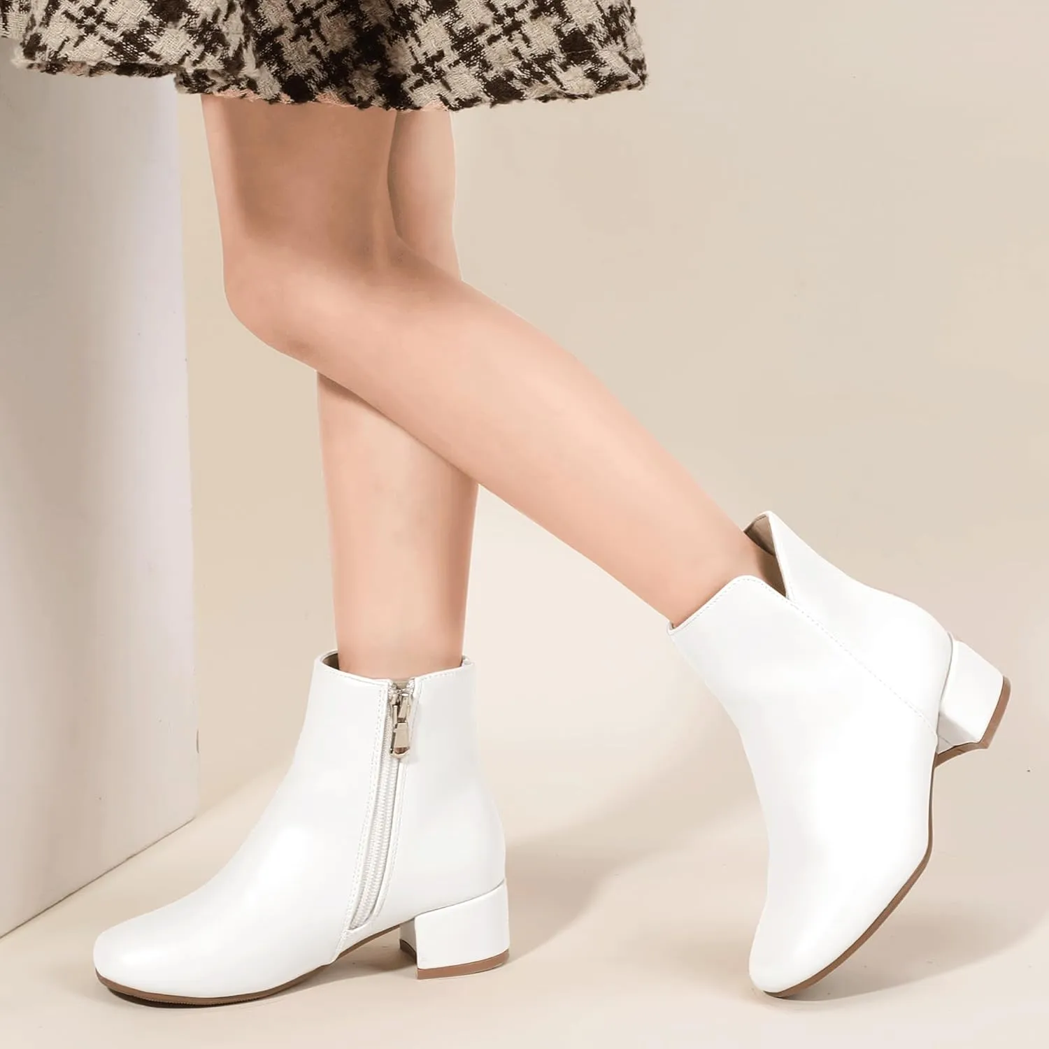 PANDANINJIA Girls Ankle Boots Side Zipper Toddler Little Big Kid Girls Dress Boots