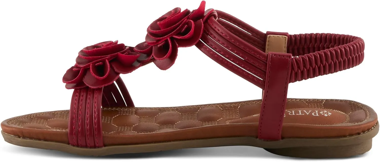PATRIZIA Spring Step Nectarine Sandals for Womens - Ladies Sandals with Chic Flower Grabbing t-Straps - Casuals Womens Sandals with Stretch Back Strap